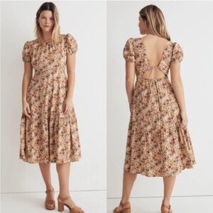 Madewell Backless Floral Midi Dress - Brown